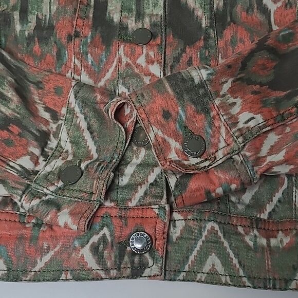 SOUTHWESTERN TWILL GREEN CORAL BUTTON FRONT JACKET JONES NEW YORK  M MEDIUM - Picture 10 of 15